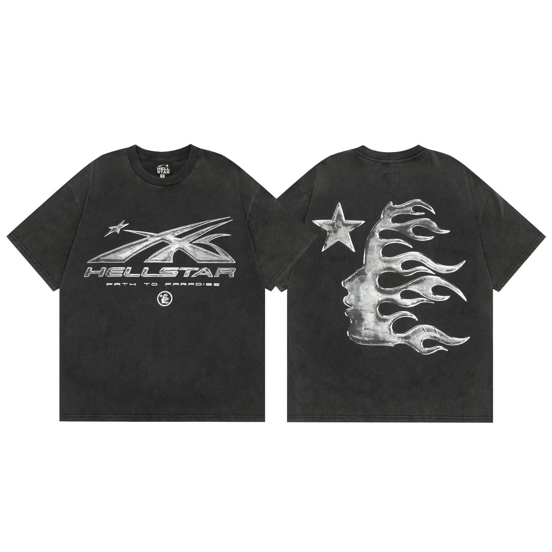 HELLSTAR Path to Paradise T-Shirt Black Silver Graphic Tee