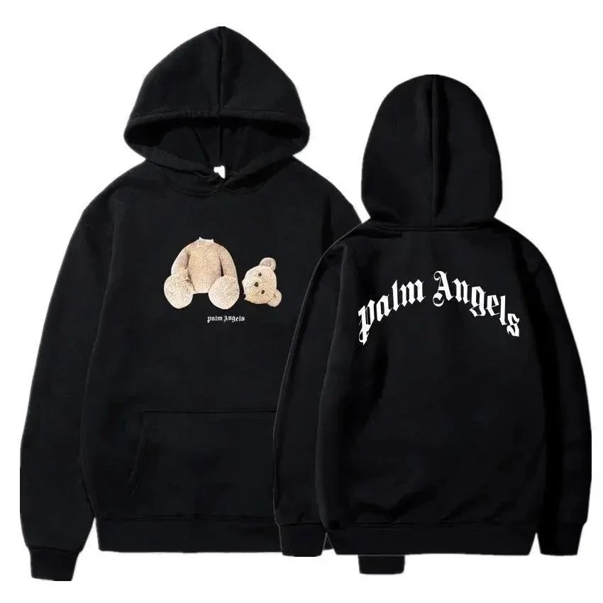 Palm Angels Bear Hoodie Black Cotton Sweatshirt