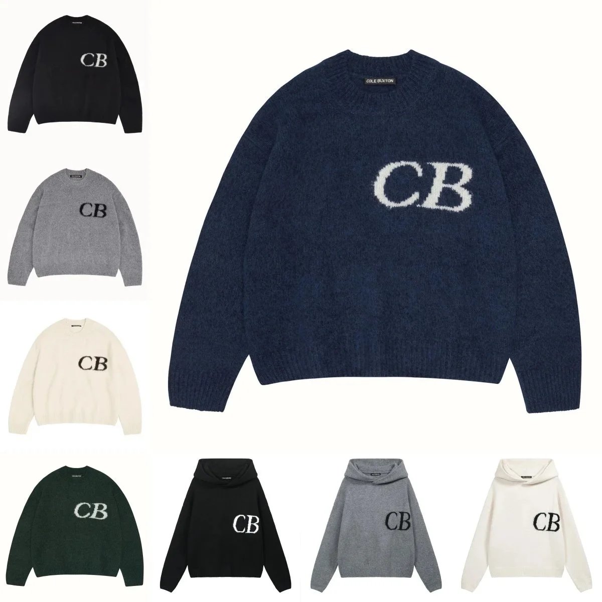 CB Logo Knit Sweater Oversized Crewneck Pullover