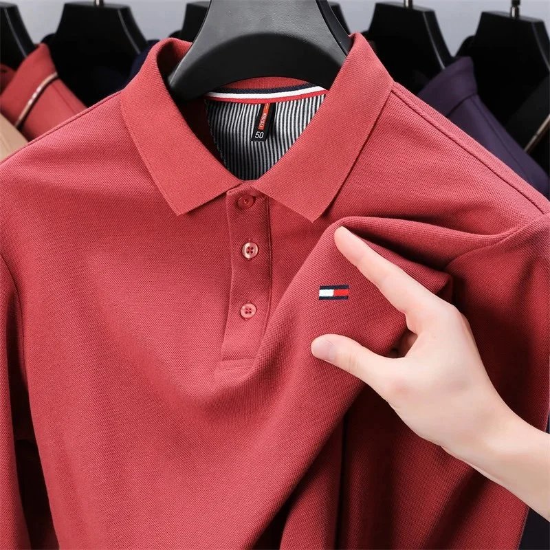 Men's Red Polo Shirt with Classic Logo Design