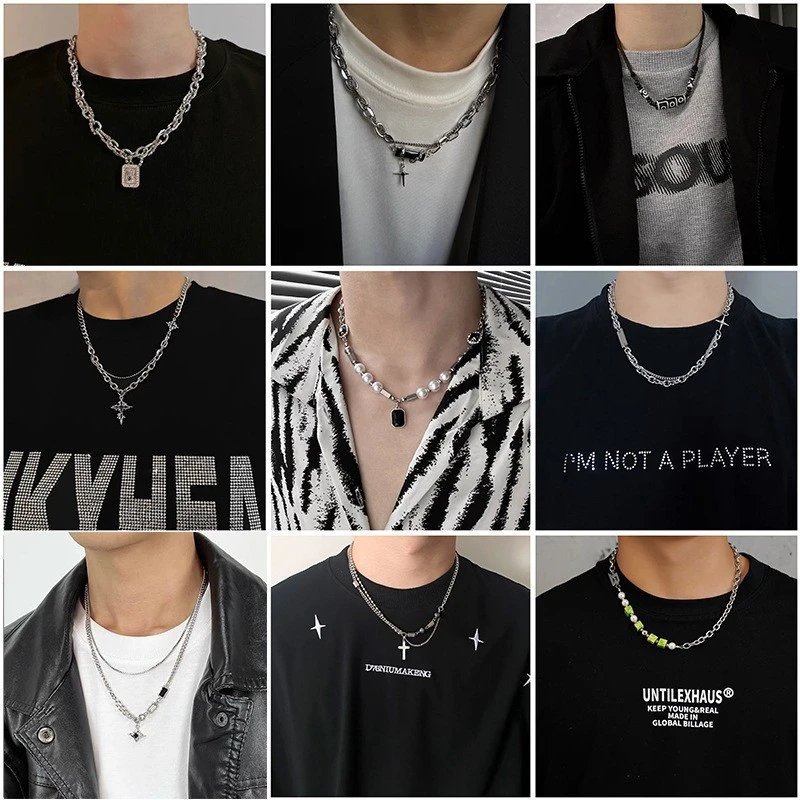 Men's Fashion Chain Necklaces with Cross and Pendant Designs