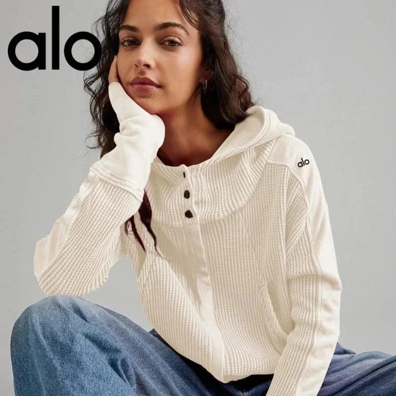 Alo Yoga Ribbed Hoodie Sweater Women's White Knit Top