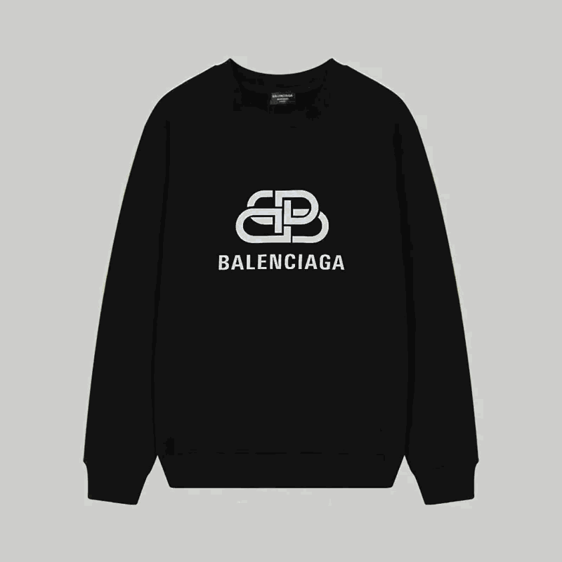 Balenciaga Logo Print Black Crewneck Sweatshirt