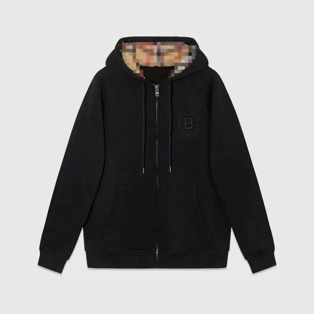 Burberry Black Zip-Up Hoodie with Iconic Check Lining