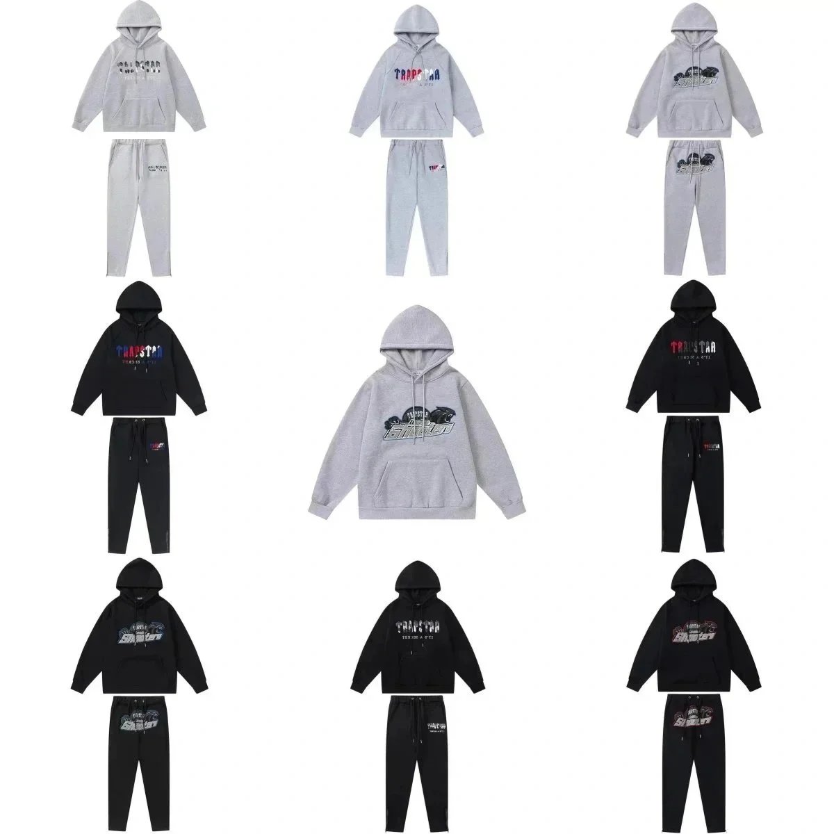 TRAPSTAR Hoodie and Pants Set for Men Women Streetwear Casual Outfits