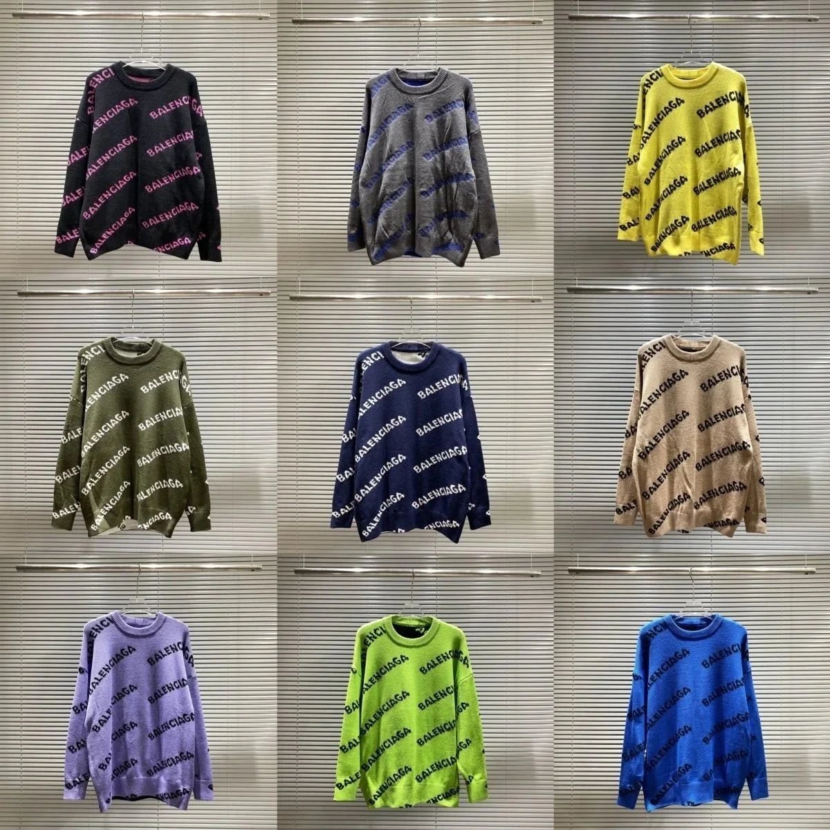 Balenciaga Logo Print Oversized Sweater for Men and Women