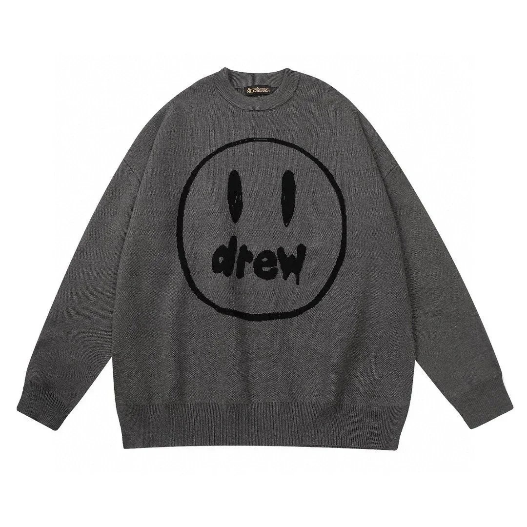 Drew House Smiley Face Knit Sweater Grey