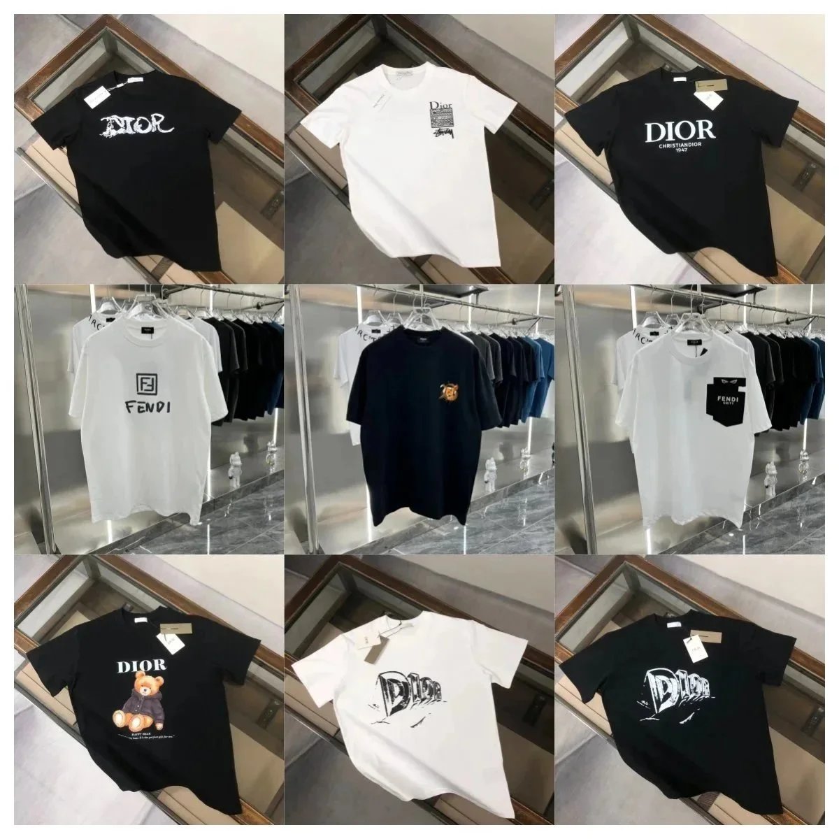 Dior and Fendi Logo T-Shirts for Men and Women