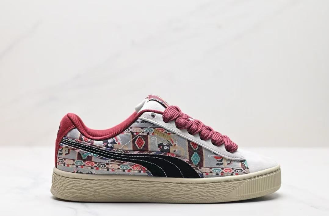 Puma Suede Sneakers with Ethnic Pattern Design