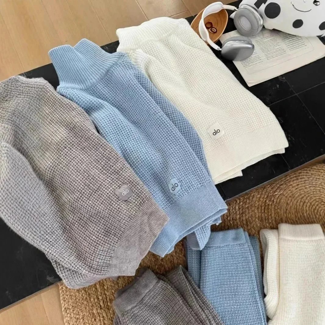 Alo Yoga Waffle Knit Sweater Set in Soft Colors