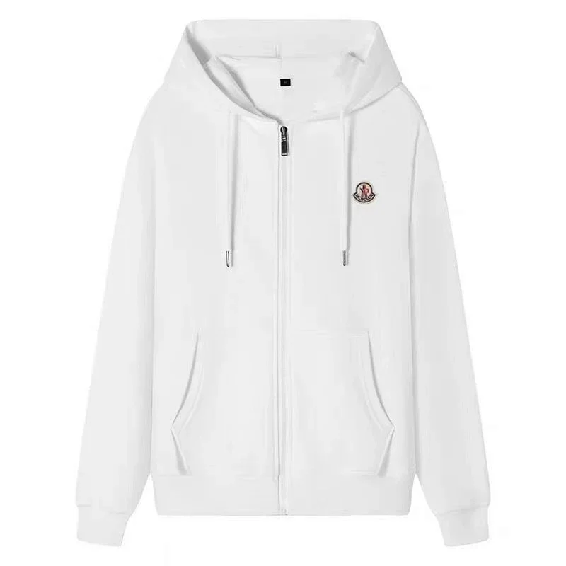 White Moncler Zip-Up Hoodie for Men and Women