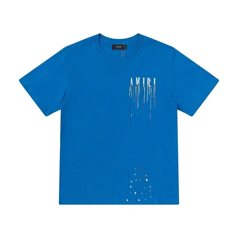 AMIRI Blue Drip Logo T-Shirt Men's Casual Wear