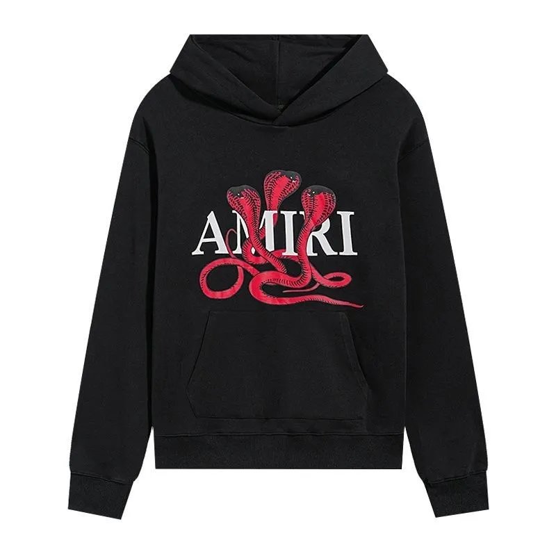 Amiri Black Hoodie with Red Snake Logo