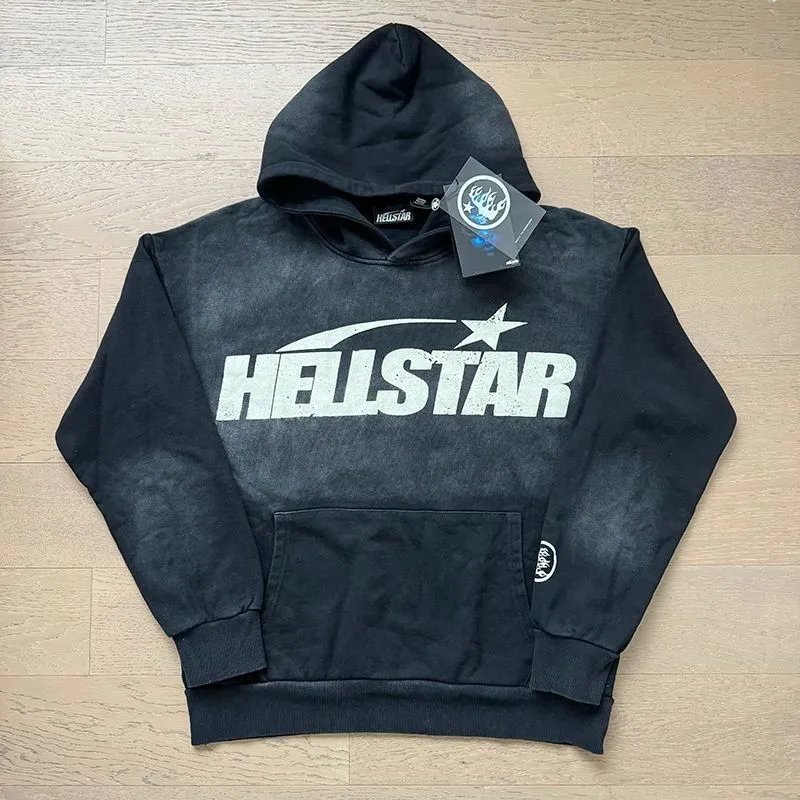 HELLSTAR Distressed Logo Hoodie Black