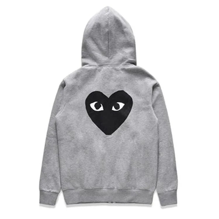 CDG Play Heart Eyes Hoodie Gray