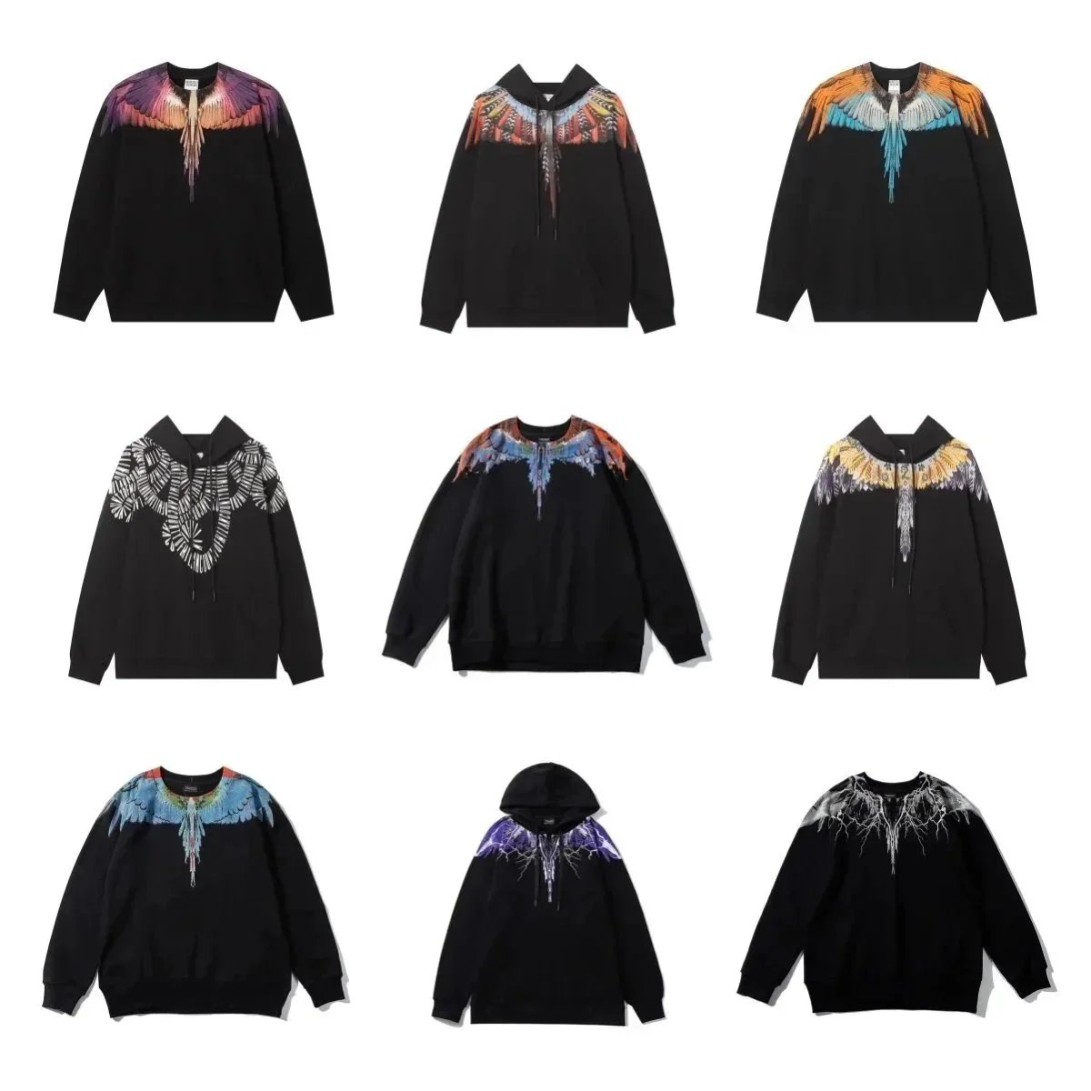 Marcelo Burlon Wings Print Hoodie Sweatshirt Black