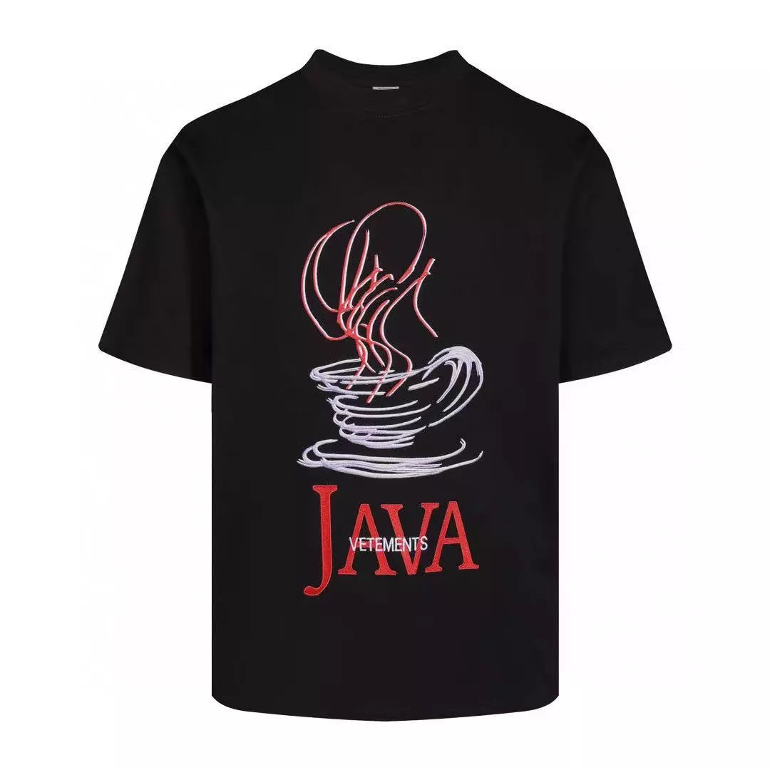 VETEMENTS Java Embroidered Black T-Shirt