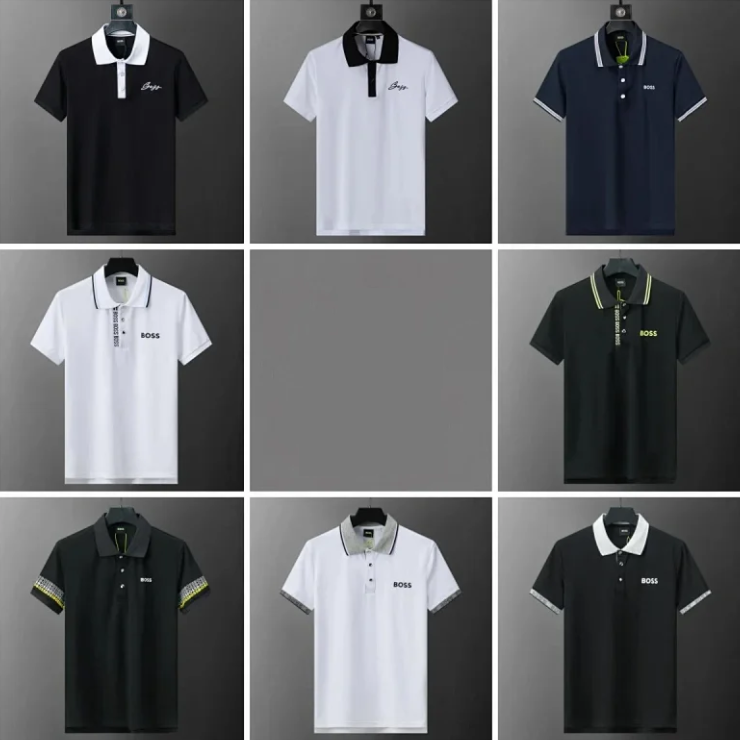BOSS Men's Polo Shirts Classic Short Sleeve Cotton Collared T-Shirt