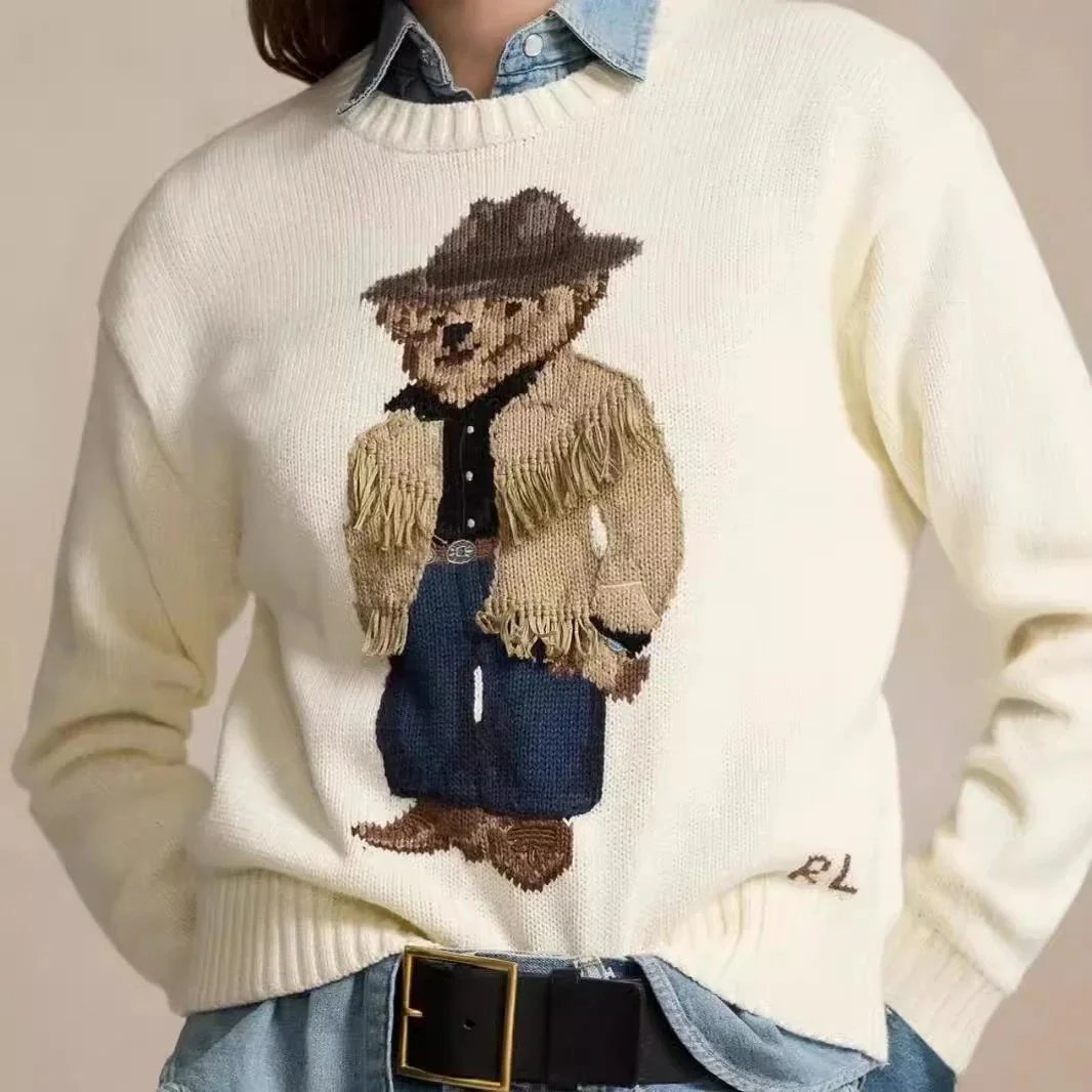 Polo Bear Knit Sweater Cream Color