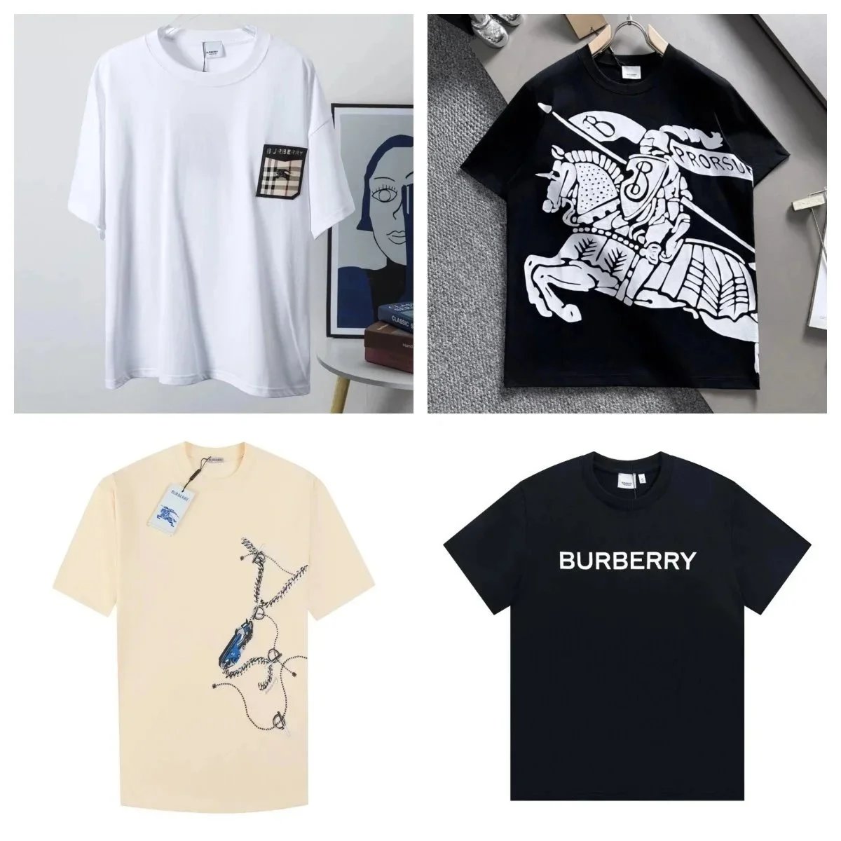 Burberry T-Shirts for Men and Women - Classic Logo and Equestrian Knight Design