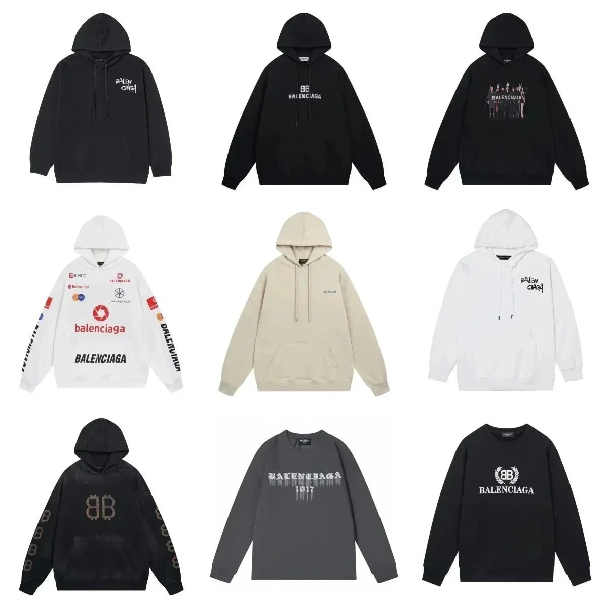 Balenciaga Hoodies Sweatshirts Men Women Logo Print Oversized Streetwear