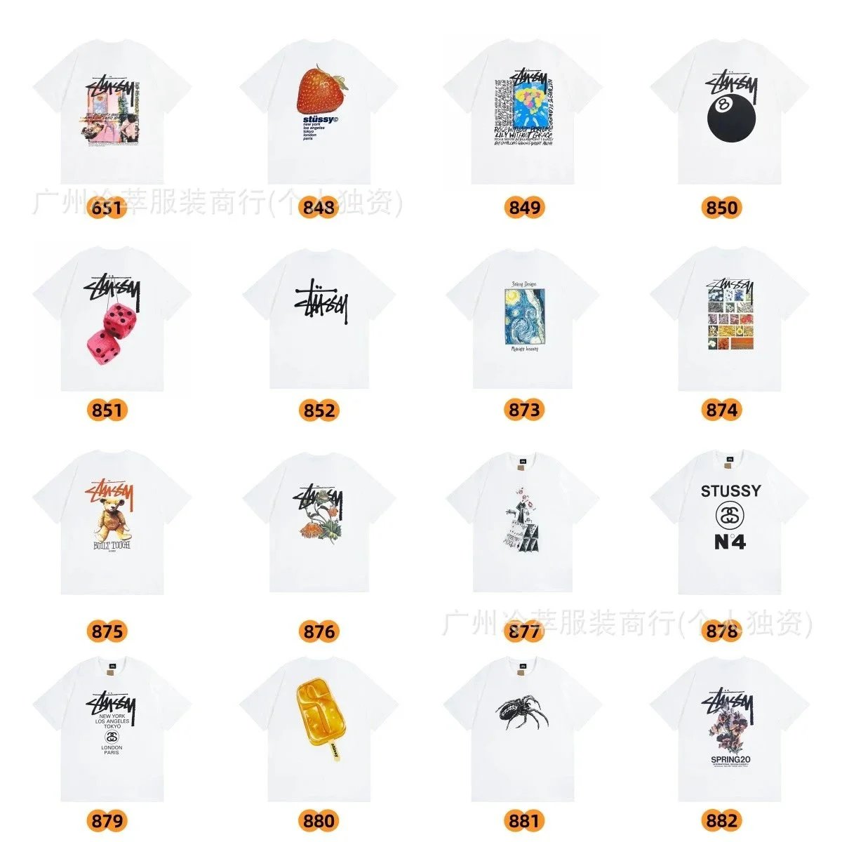 Stussy White T-Shirts Collection for Men and Women
