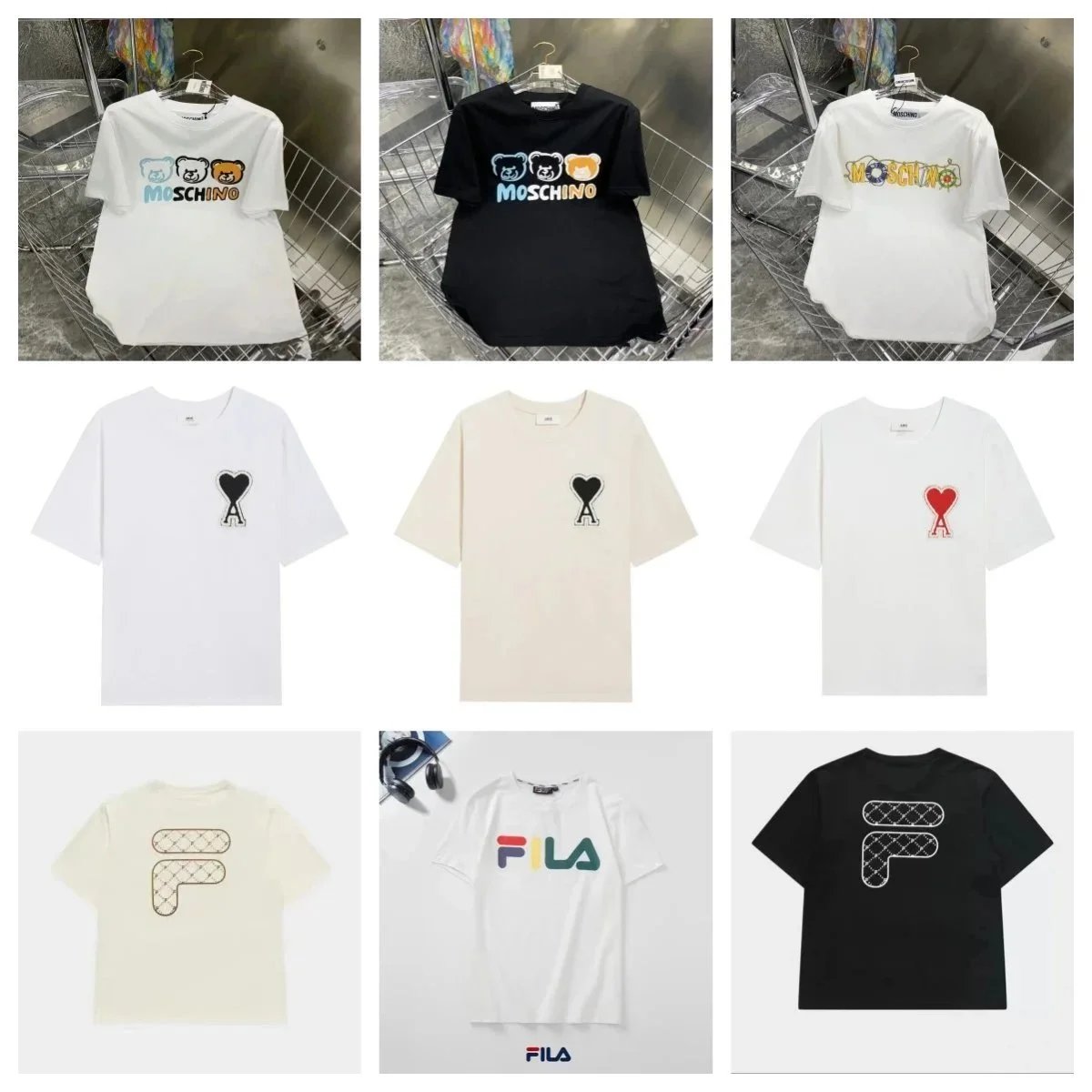 MOSCHINO & FILA Logo T-Shirts for Men and Women