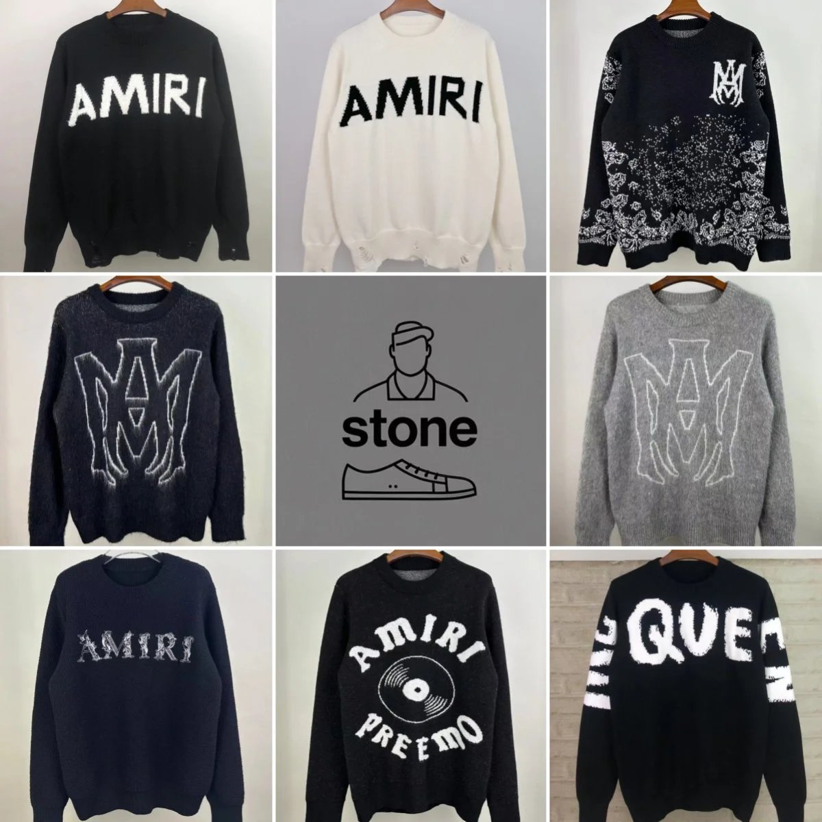 AMIRI Knit Sweaters for Men - Premium Logo & Graphic Designs